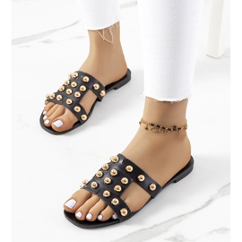 Schwarze Hausschuhe mit dekorativen Amparo-Nieten 1