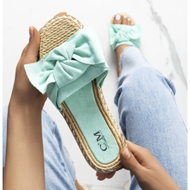 Grüne Hausschuhe mit Schleife Avi 1