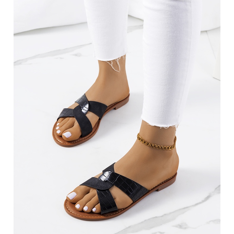 Schwarze elegante Dinka-Hausschuhe 1