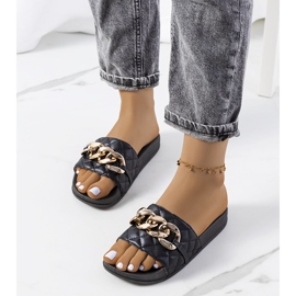 Schwarze gesteppte Anandi-Hausschuhe 1