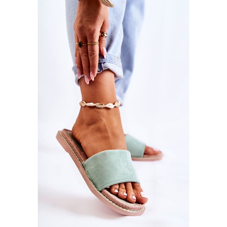 FJ1 Wildleder Damenhausschuhe Sunset Green grün 1