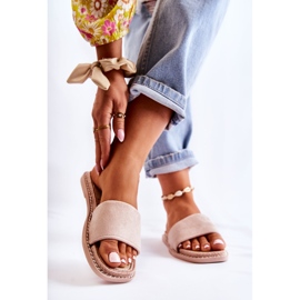 FJ1 Beige Sunset-Hausschuhe aus Wildleder für Damen 1