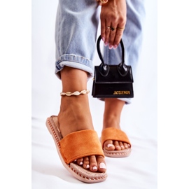 FJ1 Wildleder Damenhausschuhe Orange Sunset 1