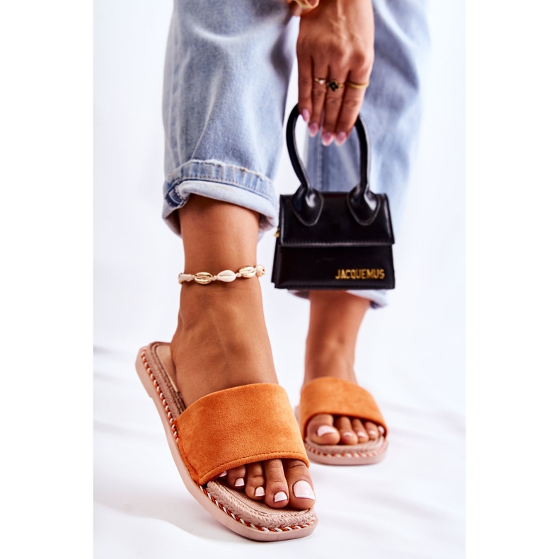 FJ1 Wildleder Damenhausschuhe Orange Sunset 1