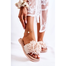 FJ1 Damen-Slipper aus Wildleder mit beigefarbener Giorgia-Verzierung 2