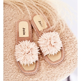 FJ1 Damen-Slipper aus Wildleder mit beigefarbener Giorgia-Verzierung 1