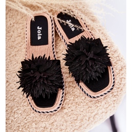 FJ1 Damenhausschuhe aus Wildleder mit schwarzer Giorgia-Verzierung 1