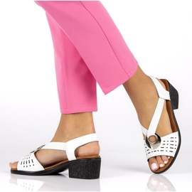 Leder offene Sandalen mit Filippo DS2308/22 Weiße Dekoration 5