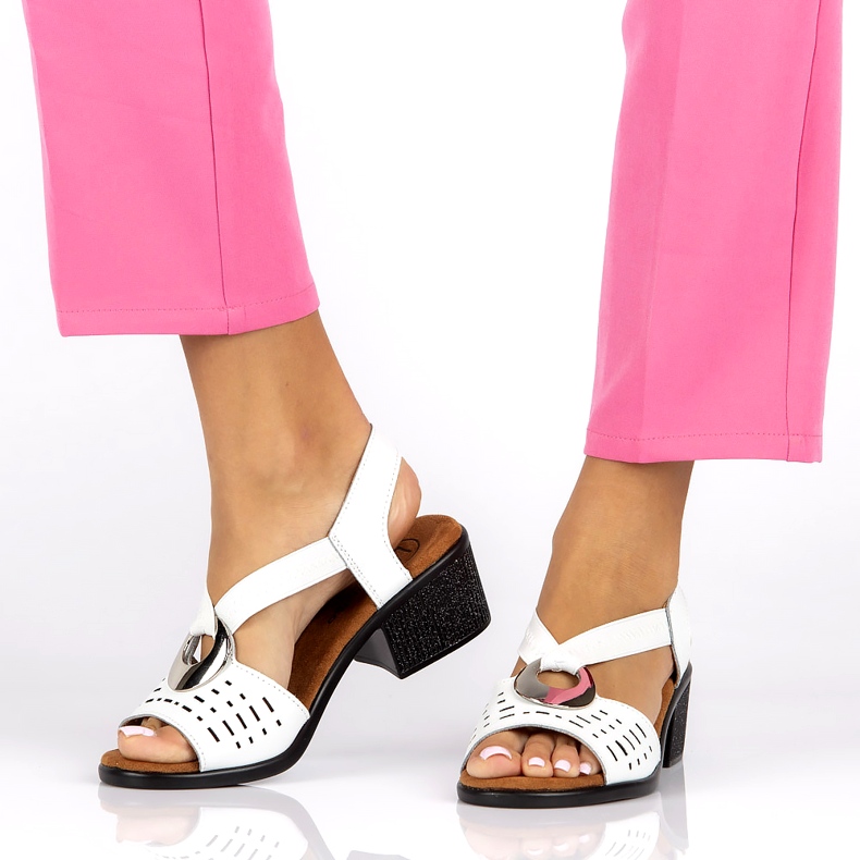 Leder offene Sandalen mit Filippo DS2308/22 Weiße Dekoration 6