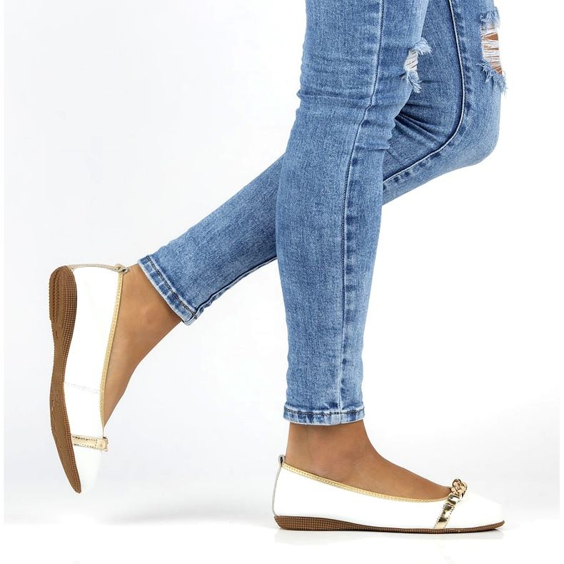 Lederballerinas mit Kette Filippo DP3709/22 weiß 5