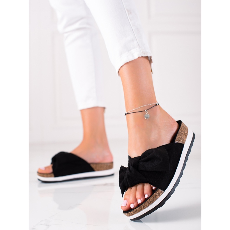 Marquiz Hausschuhe auf der Plattform mit Schleife schwarz 1