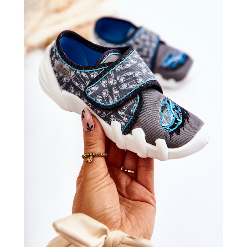 BEFADO S.A. Hausschuhe Befado Velcro Car 273X339 Grau-Blau 1