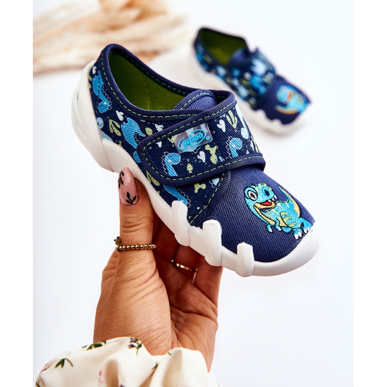 BEFADO S.A. Schuhe Hausschuhe Befado Klettverschluss Dinosaurier 273X341 Marineblau navy blau 1