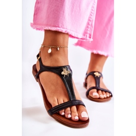 S.Barski Bequeme Damensandalen mit schwarzer Sabrine-Verzierung 1