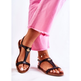 S.Barski Bequeme Damensandalen mit schwarzer Sabrine-Verzierung 2