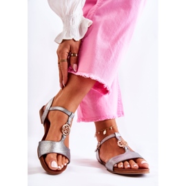 S.Barski Leichte Damensandalen mit Schnalle Dunkelsilber Carida silber- 2