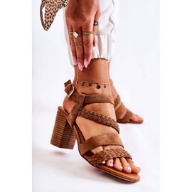 PE1 Damensandalen aus Wildleder mit Absatz Camel Elora braun 1