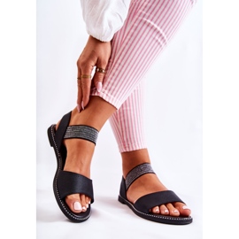 S.Barski Klassische Sandalen mit Nieten Schwarz Shelly 2