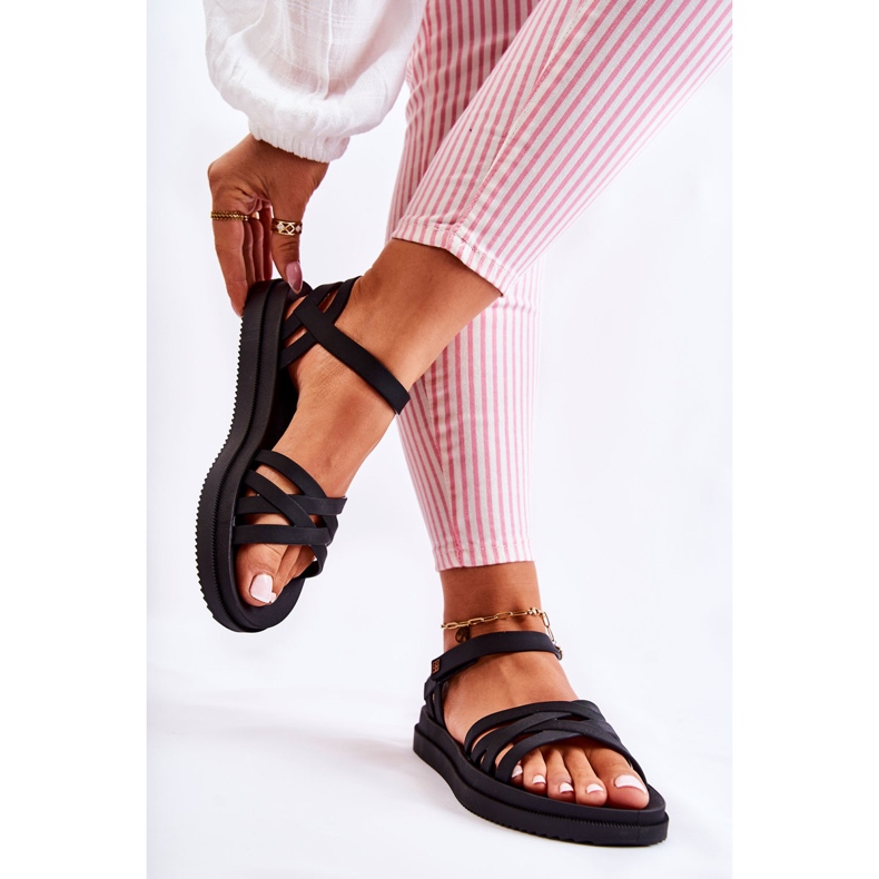 Duftende Damensandalen mit Klettverschluss ZAXY JJ285068 Schwarz 2