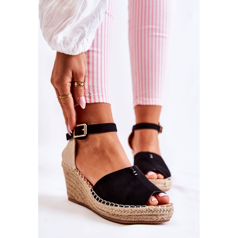 Bequeme Damensandalen mit Keilabsatz Schwarz Dellia 2