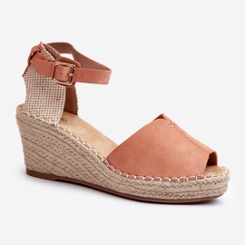 Bequeme Damen-Sandalen mit Keilabsatz Hellrosa Dellia 5