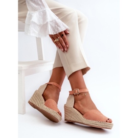 Bequeme Damen-Sandalen mit Keilabsatz Hellrosa Dellia 3