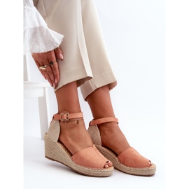 Bequeme Damen-Sandalen mit Keilabsatz Hellrosa Dellia 4