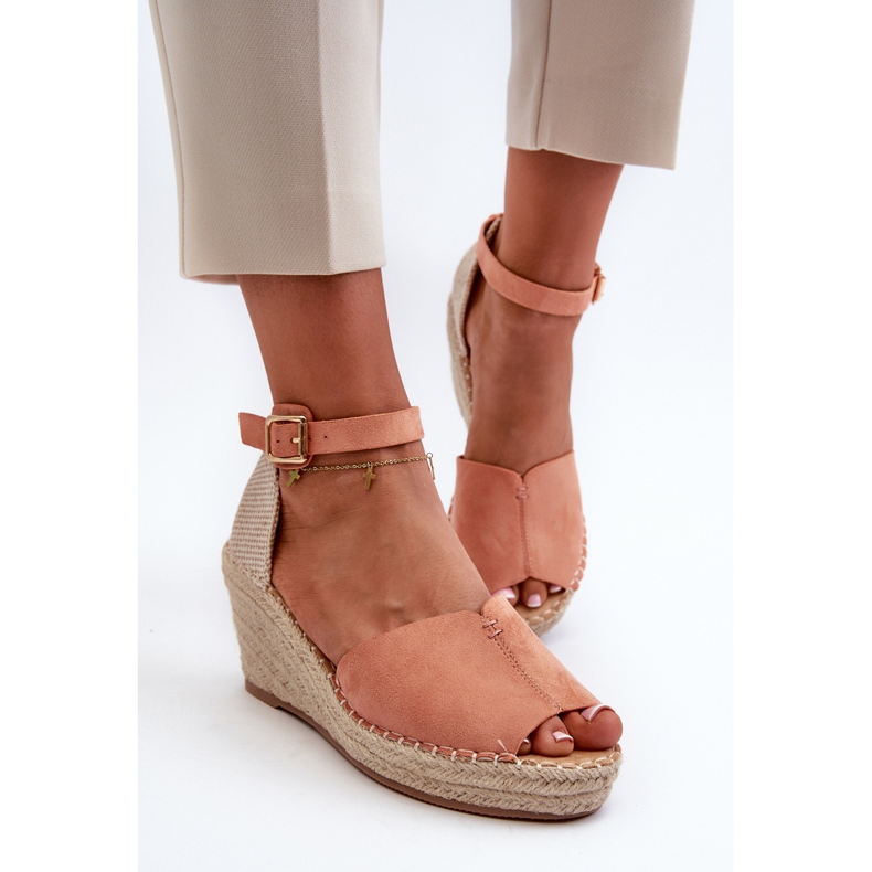 Bequeme Damen-Sandalen mit Keilabsatz Hellrosa Dellia 2