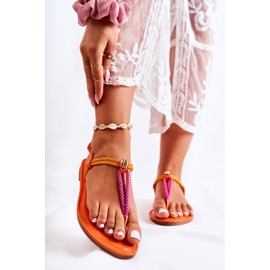 FL1 Damen Sandalen Flip Flops mit Shell Orange Candell 1