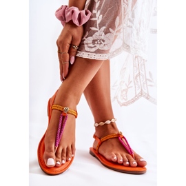 FL1 Damen Sandalen Flip Flops mit Shell Orange Candell 2