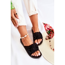 PE1 Klassische Wildlederhausschuhe mit Schleife Schwarz Hayle 1