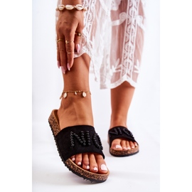 PE1 Klassische Wildlederhausschuhe mit perlenbesetztem schwarzem Vayana 1