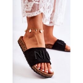 PE1 Klassische Wildlederhausschuhe mit perlenbesetztem schwarzem Vayana 2