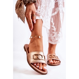 PE1 Klassische Damenhausschuhe mit goldener Sherri-Verzierung 1