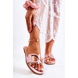 FS1 Modische rosa Marsala-Hausschuhe für Damen 1