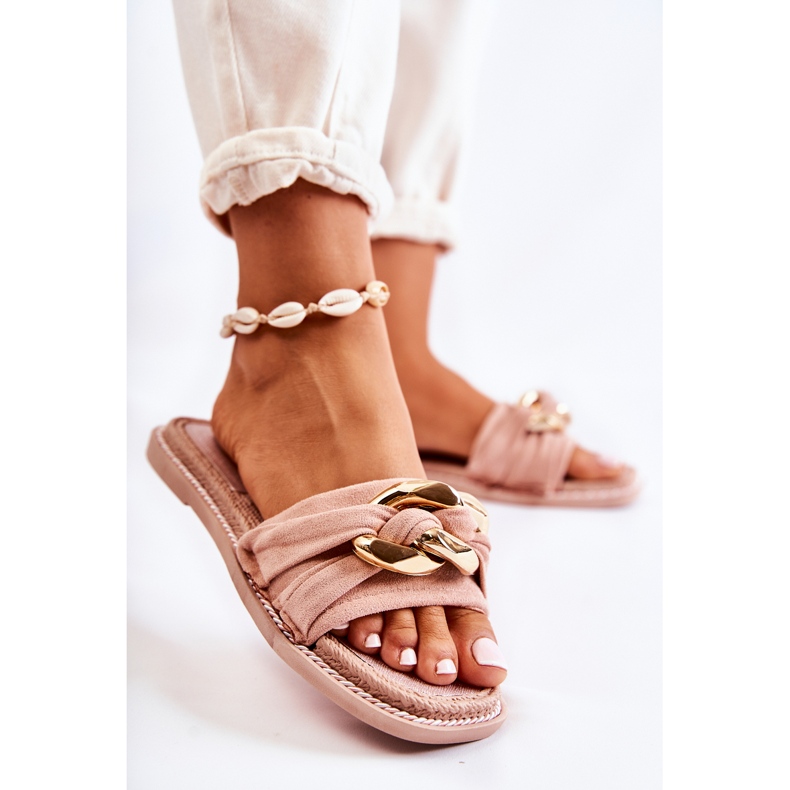 FK1 Wildlederhausschuhe mit Zierkette Pink Louie rosa 2