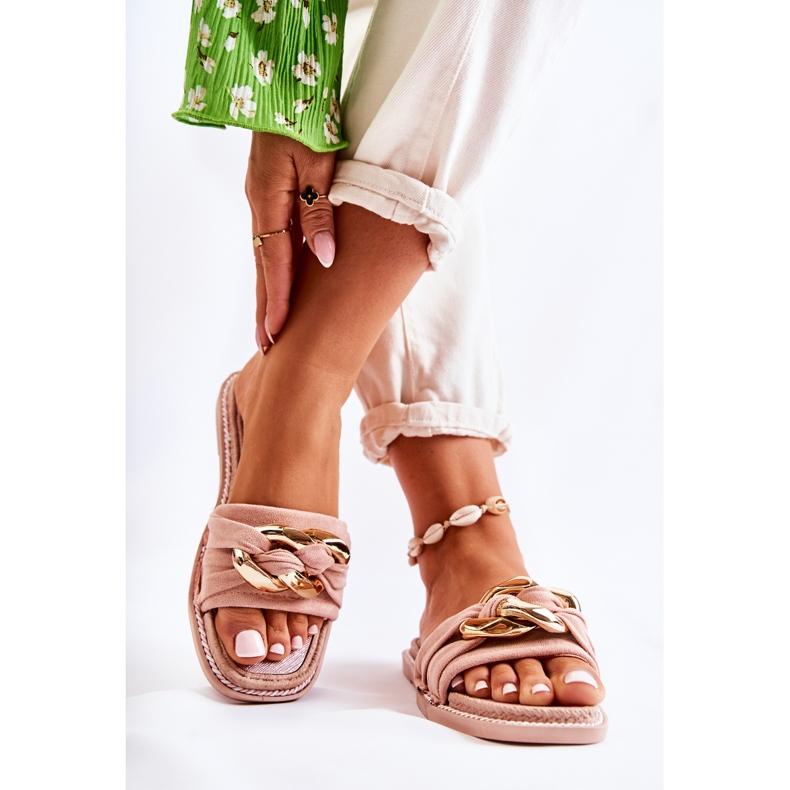 FK1 Wildlederhausschuhe mit Zierkette Pink Louie rosa 1