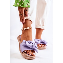 FK1 Damenhausschuhe mit Stoffschleife Violett Ginna lila 1