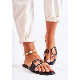 FS1 Modische schwarze Damenhausschuhe Marsala 1