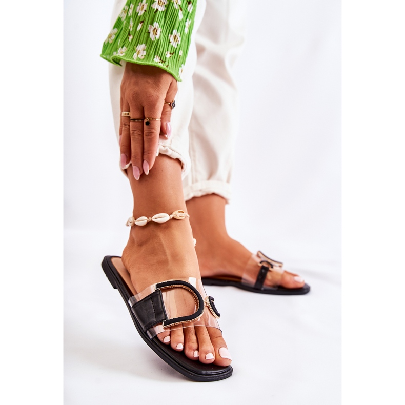 FS1 Modische schwarze Damenhausschuhe Marsala 2