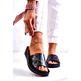 Vinceza Modische Damenhausschuhe mit schwarzer Holle-Verzierung 1