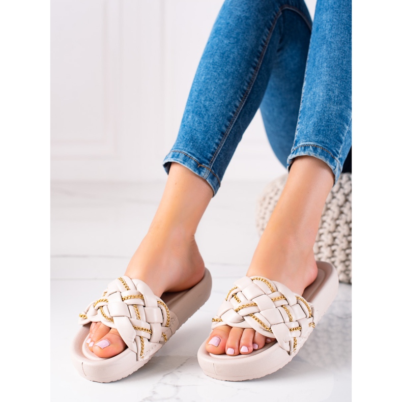 Seastar Stilvolle Hausschuhe mit Ketten beige 1