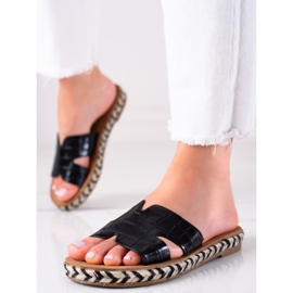 MIKA Modische schwarze Hausschuhe 1