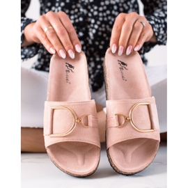 MIKA Wildleder Hausschuhe rosa 1