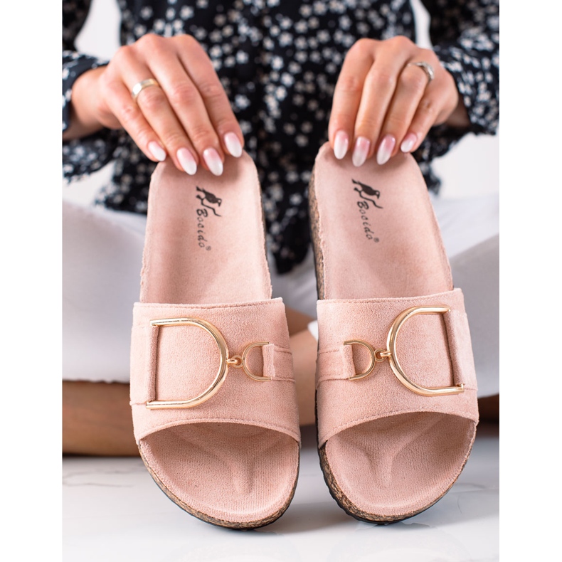 MIKA Wildleder Hausschuhe rosa 1