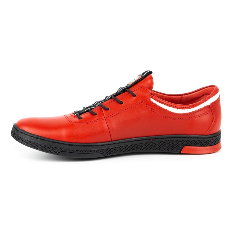 Polbut Herren Leder Freizeitschuhe K23 rot mit schwarz 1