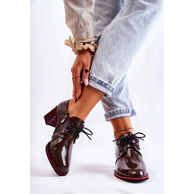 S.Barski Schuhe mit Reißverschluss Braun und Rot Laurosa 2