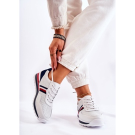 PE1 Damen-Sportschuhe aus weißem und marineblauem Leder Jane 2