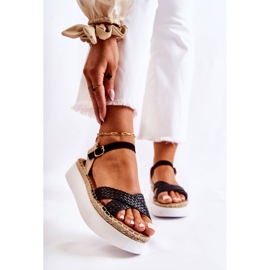 FL1 Geflochtene Damensandalen auf der schwarzen Selea-Plattform 1