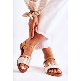 PE1 Elegante Wildledersandalen mit beigen Pailletten Vitoria braun 2